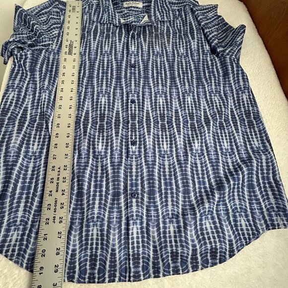 Tommy Bahama Mens Coast Shibori Sands Camp Shirt  XL Blue Button Up Short Sleeve - Picture 7 of 7